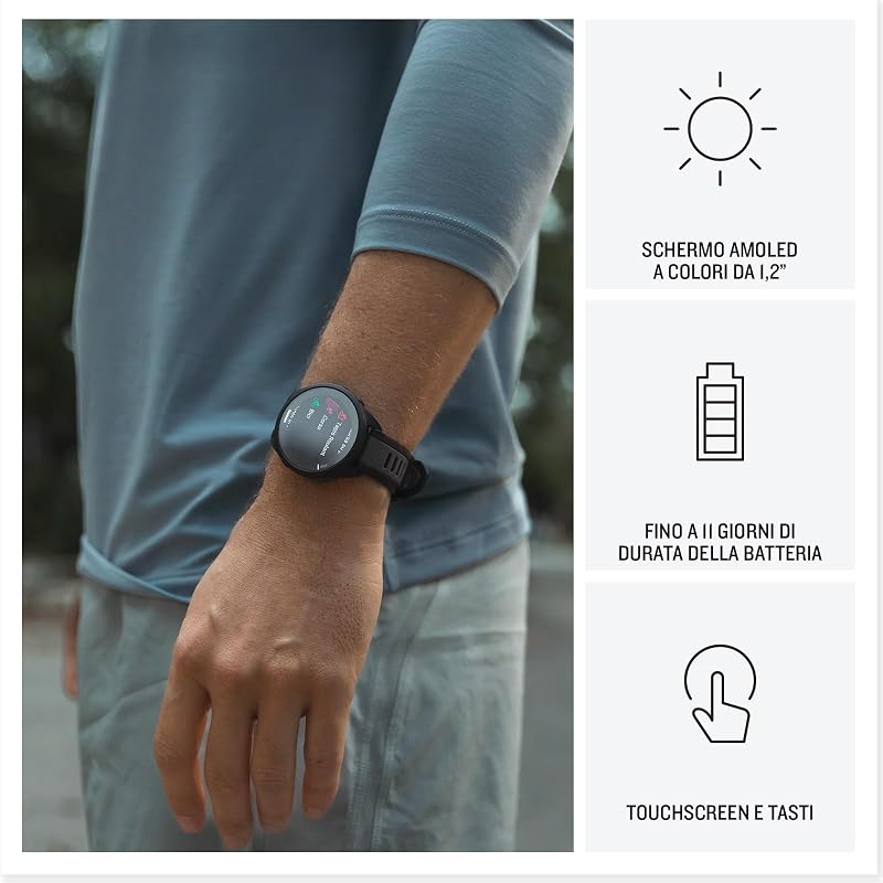 Forerunner 165, 43mm, Smartwatch GPS per la Corsa, Black