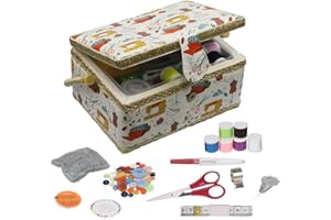 Medium Sewing Box with Kit Accessories Sewing Basket Organizer with Supplies DIY Sewing Kits for Adults, Orange
