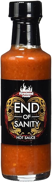 FIRELAND FOODS End Of Sanity (Carolina Reaper) Hot-Sauce, mit der schärfsten Chili der Welt, 200.000 Scoville, 100ml