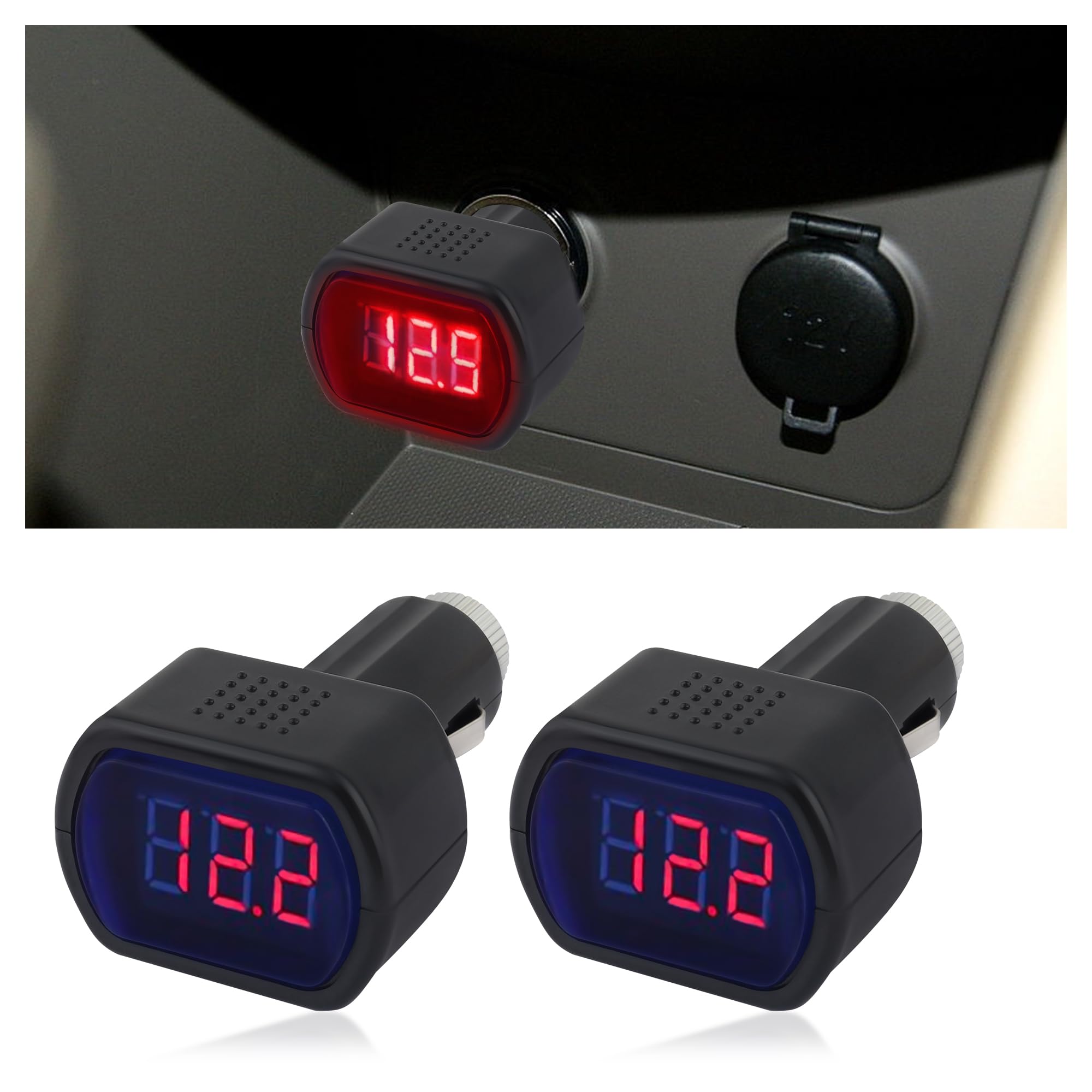 voltmeter cigarette lighter Car LED Cigarette Lighter Voltage Meter,Digital Display Battery 2PCS