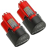 UADCA 2-Pack 4.0Ah Replacement Battery Compatible with Milwaukee 12V Lithium Ion Battery 48-11-2420 48-11-2440 48-11-2402 48-11-2411 48-11-2412 Cordless Power Tools (Non-OEM)