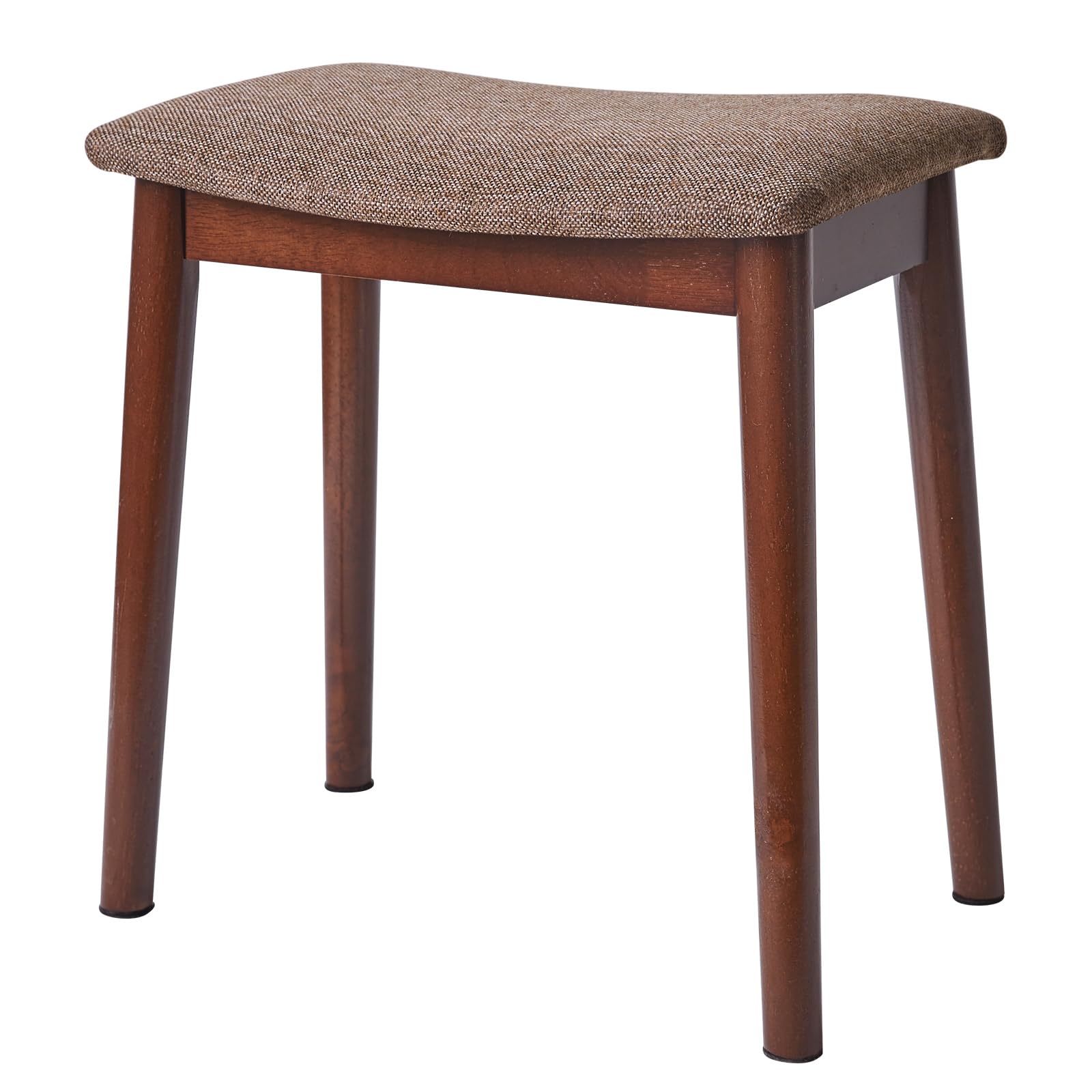 Photo 1 of IBUYKE Saddle Cushion Vanity Stool Chair, Foot Rest Stool with Solid Wood Legs, Modern Vanity Bench Ottoman for Piano, Upholstered Seat for Bedroom, Entryway, Walnut Legs&Brown Linen WBD007HC