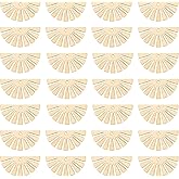 SUNNYCLUE 1 Box 50Pcs Fan Charm Raw Brass Charms No Plated Semicircle Shape Geometric Half Round Component Pendant Charms for Jewelry Making Charms Bracelets Necklaces Earrings Findings DIY Crafts