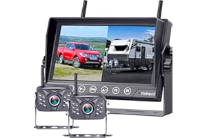 RV Backup Camera Wireless HD1080P 2 Cameras with 7 Inch Touch Key DVR Monitor Stable Digital Signals Rear View Camera System 