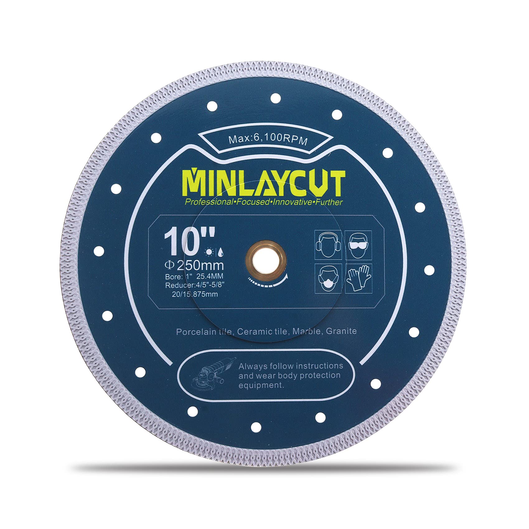 MINLAYCUT Diamond Cutting Disc 250mm Ceramic Cutting Disc for Cutting Porcelain Ceramic Tile Marble Artificial Stone