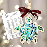 KOYILTD Sea Turtle Suncatcher Ornament with Story Card Sea Turtle Gifts for Women Beach Themed Gifts for Friendship Beach Ornaments for Christmas Tree Coastal Christmas Decor (1, Cute)