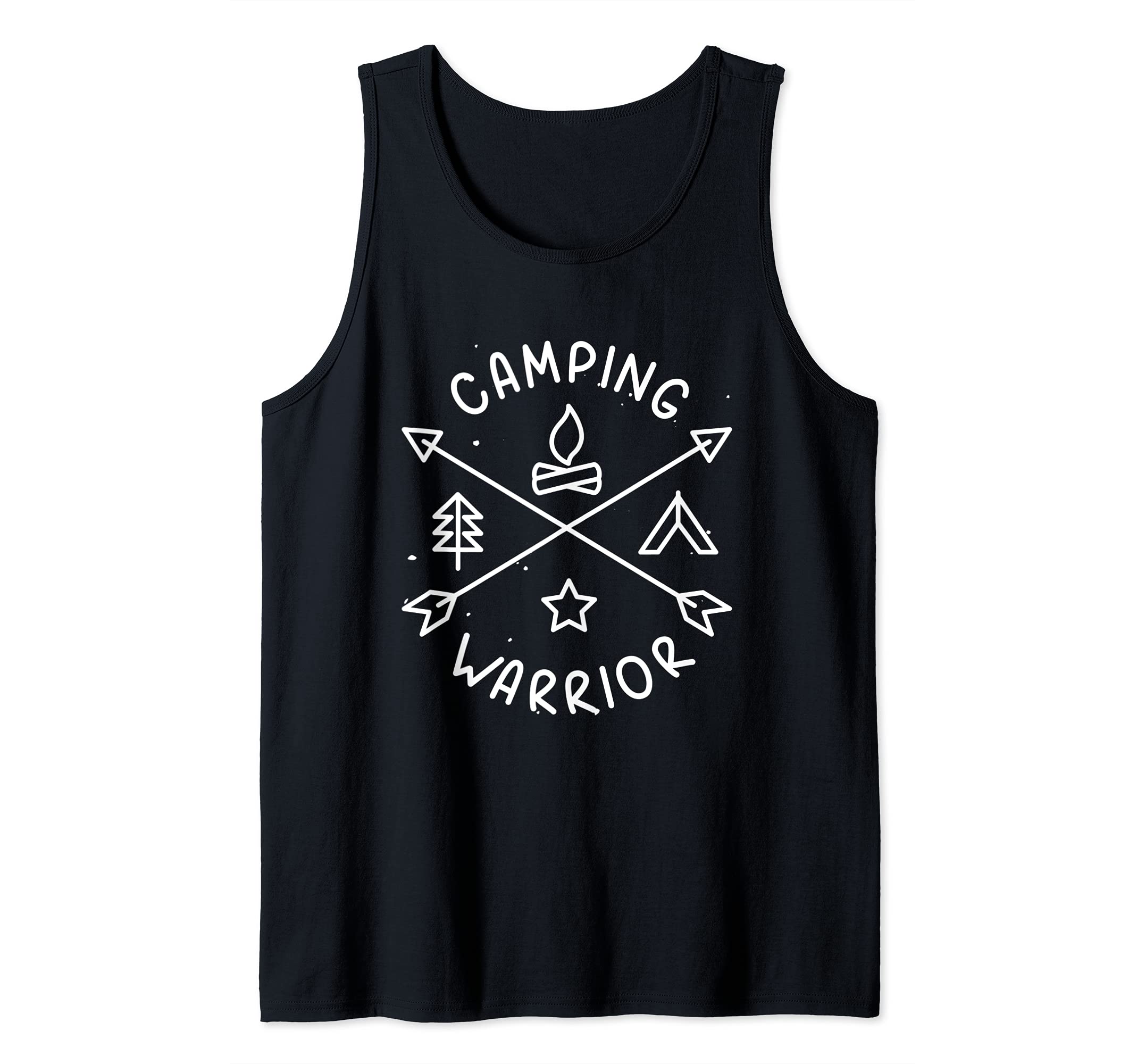 Camping Warrior - Outdoors Hiking Camp Arrows Fire Tent Star Tank Top