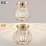 Hudi Fyier Crystal Chandelier Ceiling Light Gold Semi Flush Mount 60W view 7