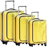 Sherr 3-Piece Clear Luggage Covers - Waterproof Protector for Travel (Fits Most 24" to 30" Suitcases)