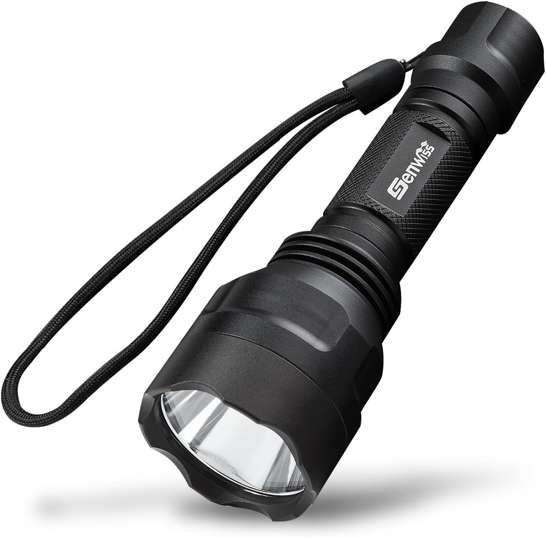 Genwiss LED Flashlight Emergency Torch Ultra Bright XM-L2 5 Modes 3000 Lumen Water Resistant Handheld Portable Military Light for Camping Biking Working Hunting Fishing Riding Walking: Sports & Outdoors