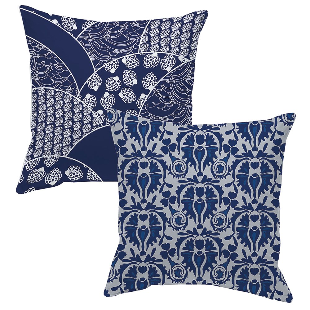 HomeMaison Double Sided Indian Cotton Cushion, Blue, 50 x 50 cm