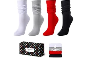 Zmart Slouchy Socks For Women - Slouch Socks Scrunch Socks 80S 90S 4-5 Pairs Knee Tube Socks
