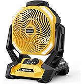 MekiPow Cordless Jobsite Fan Fit for Dewalt 20V, Battery Powered Portable Fan with Brushless Motor, 780 CFM Variable Speed, or AC Power for Outdoor, Camping, Workshops, Office, Home, RVs (TOOL ONLY)