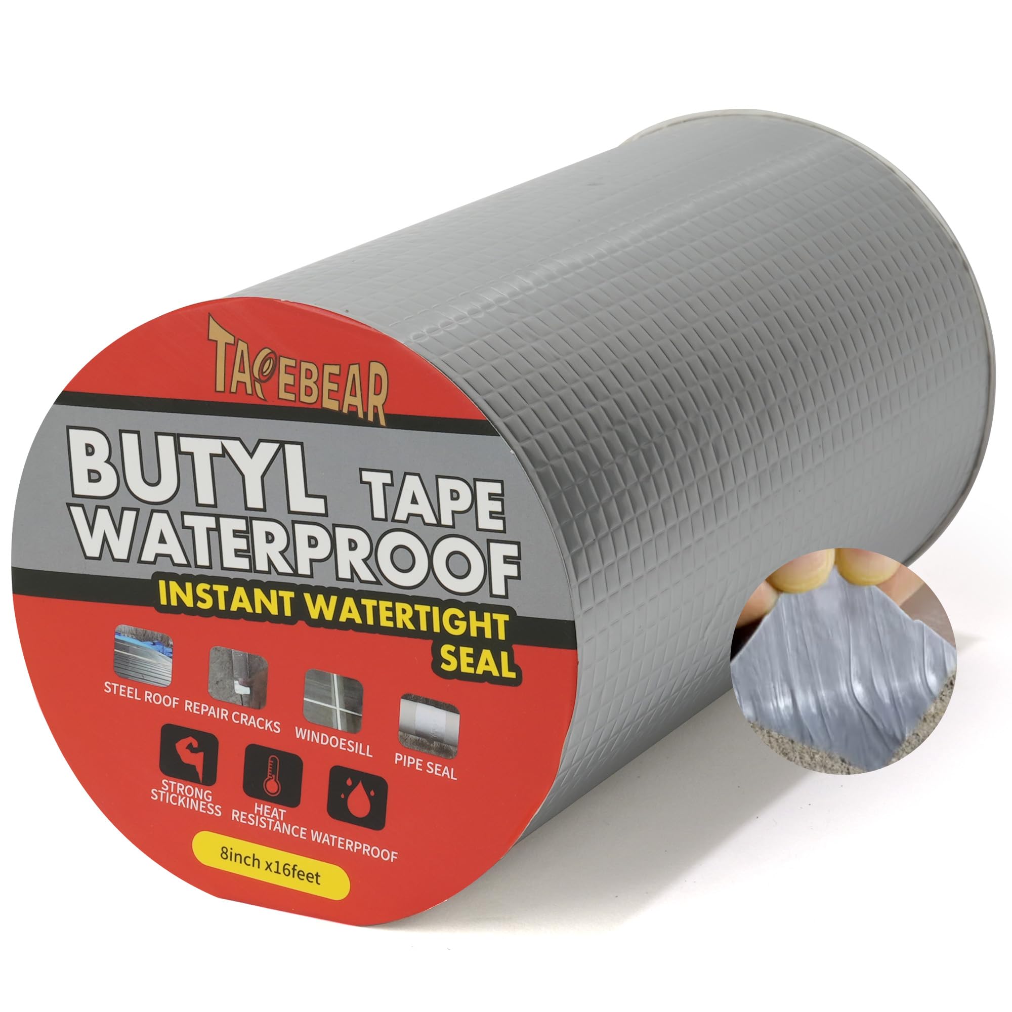 TAPEBEAR Butyl Tape Waterproof Sealing Tape 200mm x 5m, Upgraded Aluminum Foil Tape Heavy Duty for RV Repair, Awning, Window, Glass & EDPM Roof Leak Patching, Boat and Pipe Sealing, Silver