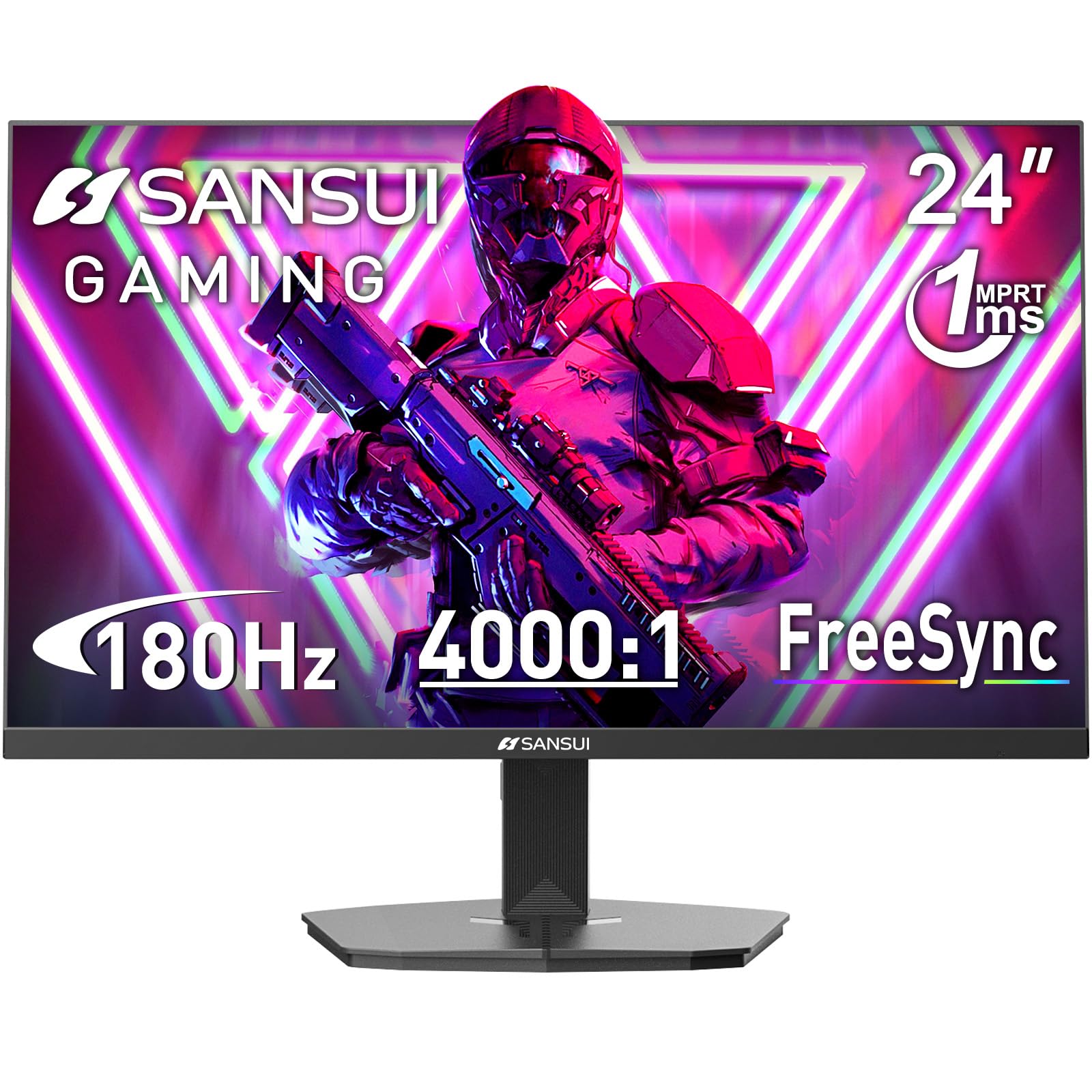 Photo 1 of SANSUI 24 Inch Gaming Monitor 180Hz 1Ms FreeSync HDR 110% sRGB FHD 1080P Computer Monitor HDMI DP Ports Eye Care Frameless VESA Mount Cable Management(ES-G24F4L HDMI Cable Included)