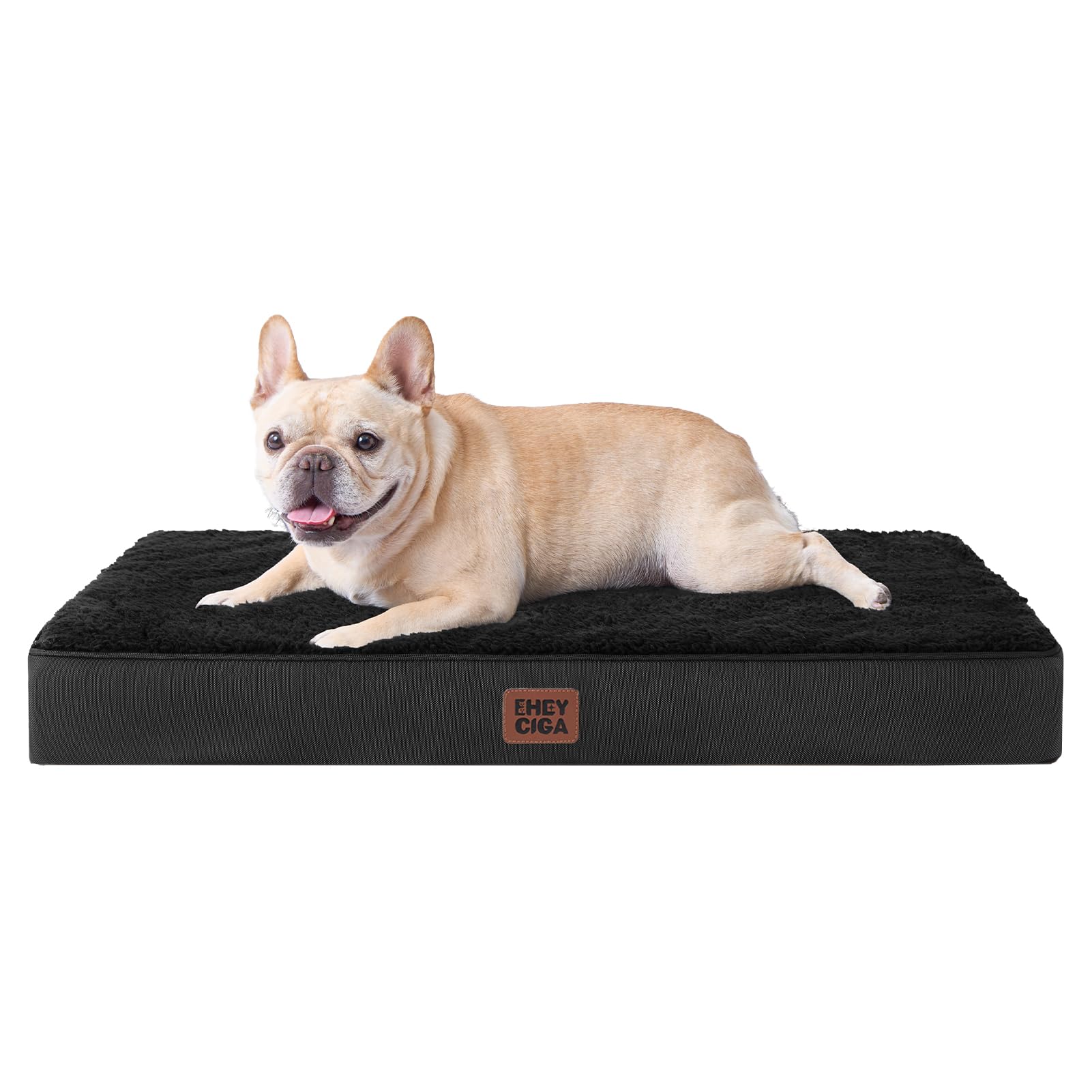 EHEYCIGA Orthopedic Dog Bed Medium Washable, 76x51x9cm, Dog Beds Mattress for Crate with Removable Cover, Pet Bed Cushion with Anti-Slip Bottom, Black — image 1