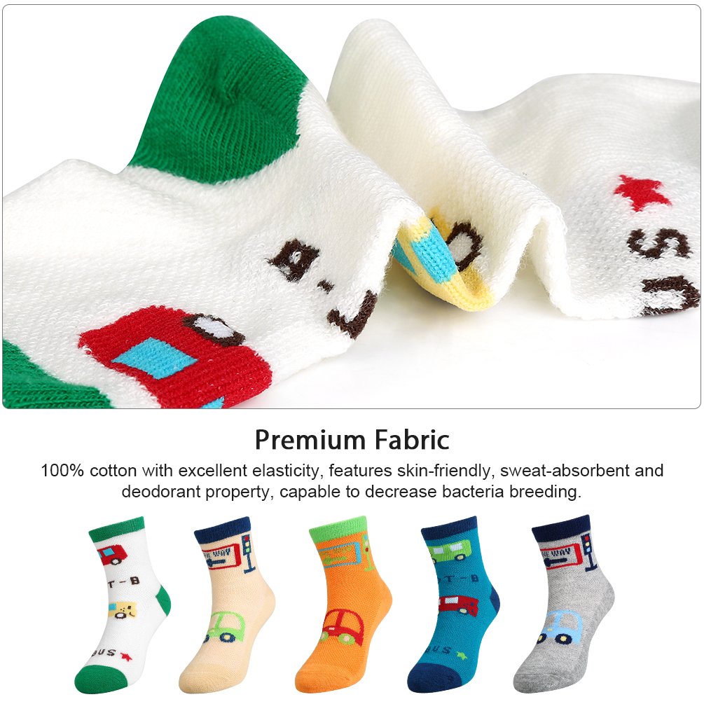 Kids Boys\' Fashion Cotton Crew Socks, Unisex Casual Mesh Socks for Boys Girls 5 Pack