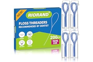 RioRand Floss Threaders, Essential Tool for Maintaining Oral Health with Braces, Bridges, and Implants 200Count (Pack of 4)