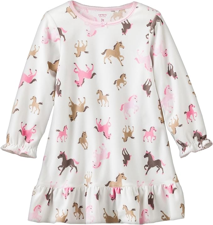 Carter's Girls Size 47 Horse Microfleece Nightgown (Medium (6/7), White) Amazon.ca Clothing