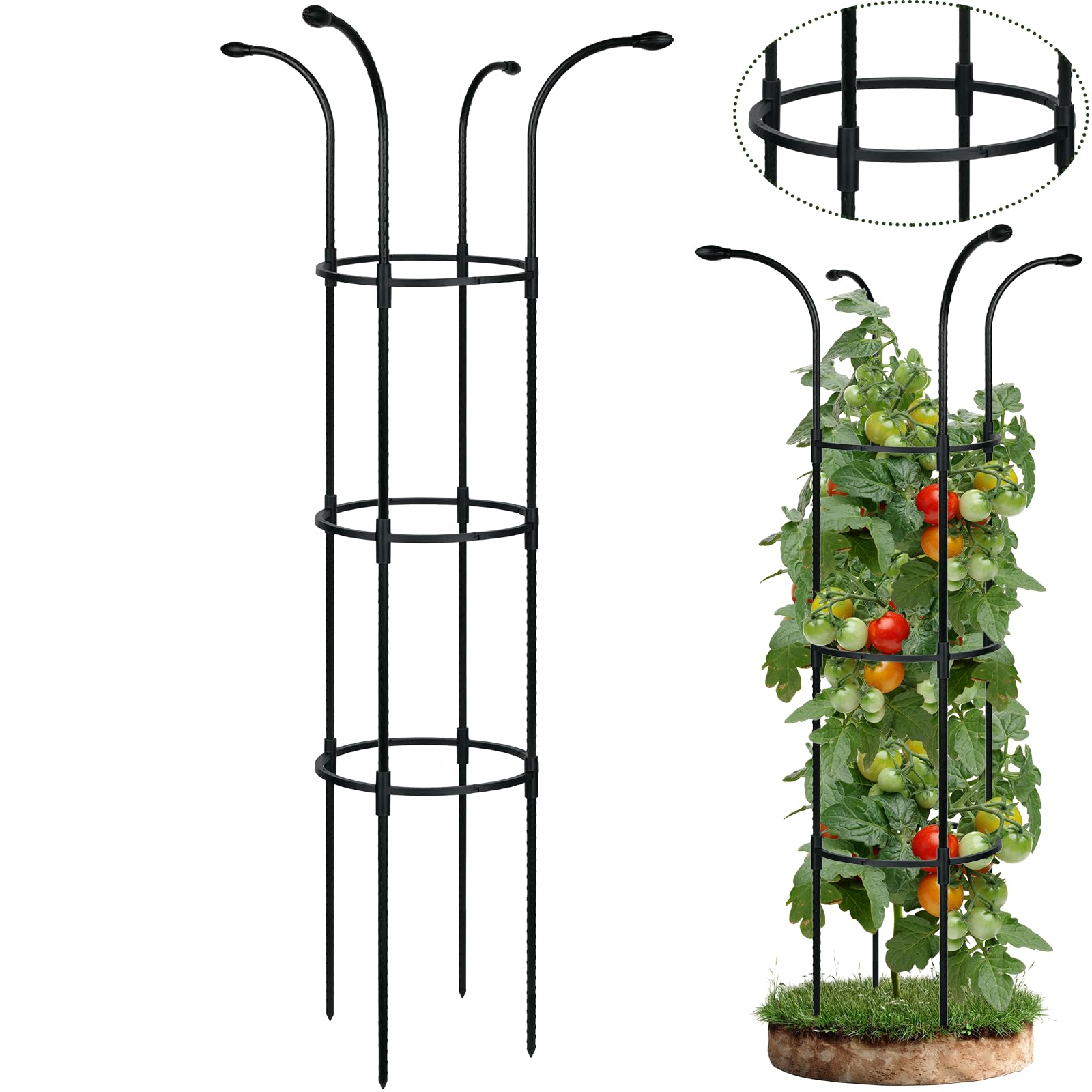 Plant Support Stakes 130cm, Tall Tomato Cage Plant Support for Outdoor Plants Climbing Vines Flowers Stands Cucumber Trellis Garden Plant cage, 1Pack