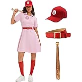 Women's Baseball Dress Uniform Set with Baseball Cap for Halloween Costume