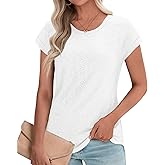LONGYUAN Women's Crewneck Tunic Top - Short Sleeve Dressy Casual Blouse Shirt M-3XL