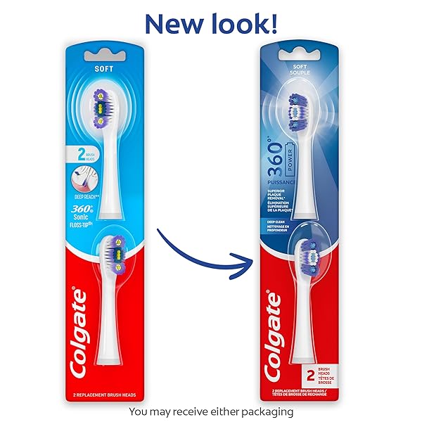 COLGATE 360 DEEP CLEAN BATTERY POWERED ELECTRIC TOOTHBRUSH REPLACEMENT HEADS, SOFT, 2 PACK