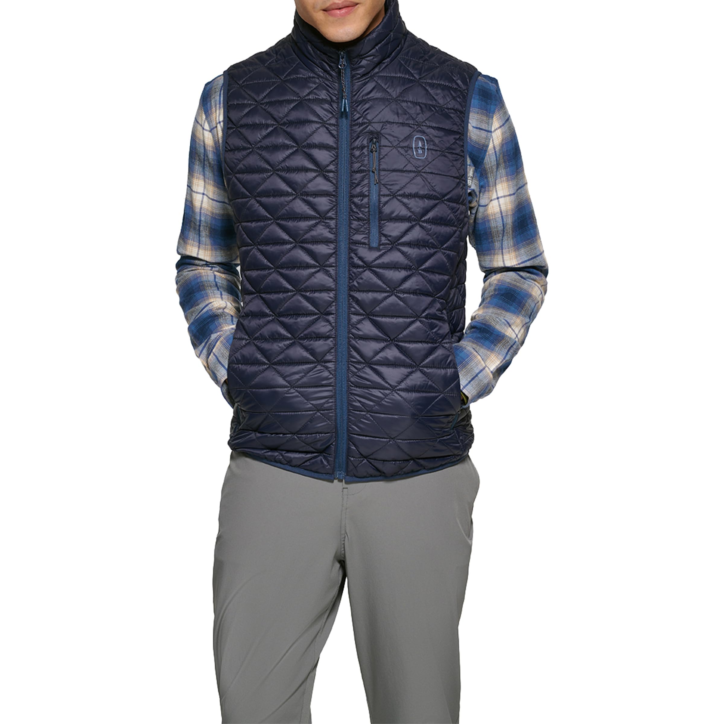 Bass Outdoor Men’s Quilted Light Weight Packable Puffer, Navy Vest