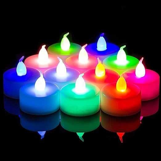 RIFLECTION Copper Battery Operated LED T Light Candles Multicolor (Pack of 12)