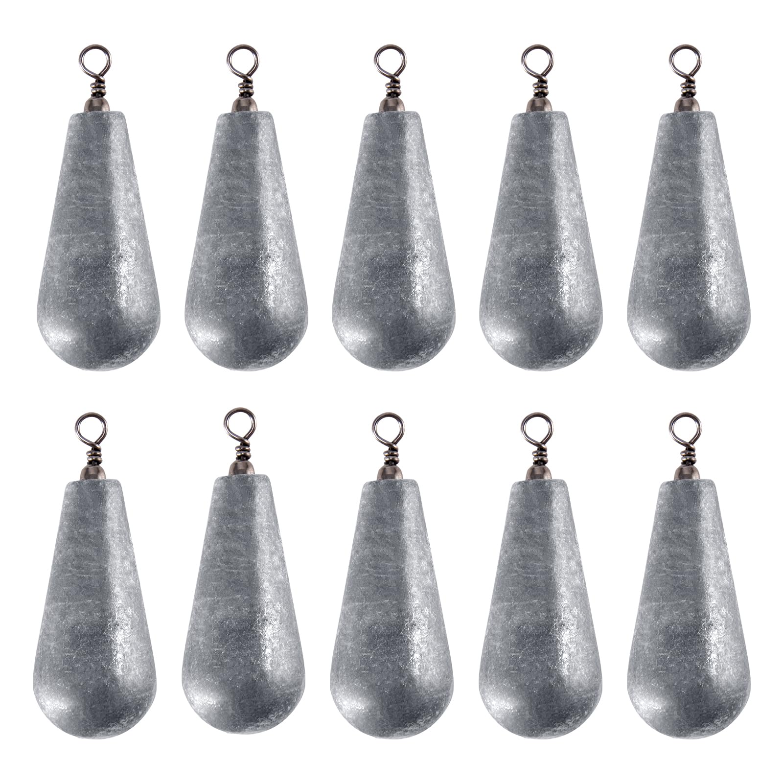 Alwonder 10pcs Fishing Pear Weight Sets 80g Saltwater Sea Fishing Weights Ground Sinker Set Accessories Pear Sinker for Boat-Shore Deep-Sea and Drop-Shot
