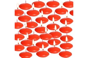 ISHUA 40 Pcs Floating Candles Centerpieces, 1.5 Inch Unscented Floating Candles Small Decoration, Floating Candles Vases for Valentine's Day, Thanksgiving, Wedding, Holiday, Parties and Home Decor (Red)
