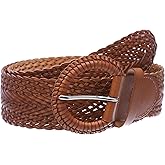 Beltiscool 2 Inch Wide Genuine Leather Braided Woven Round Belt