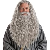Long Curly Wizard Wig and Beard Set, 2-Piece Costume Accessory, 3 Colors | A costume accessory set for Halloween, role play, cosplay, and themed parties.
