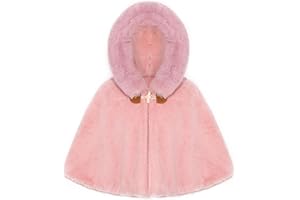 Aiihoo Toddler Baby Girl Warm Winter Cloak Coat Fur Poncho Jacket Cute Hooded Fleece Jackets Cape