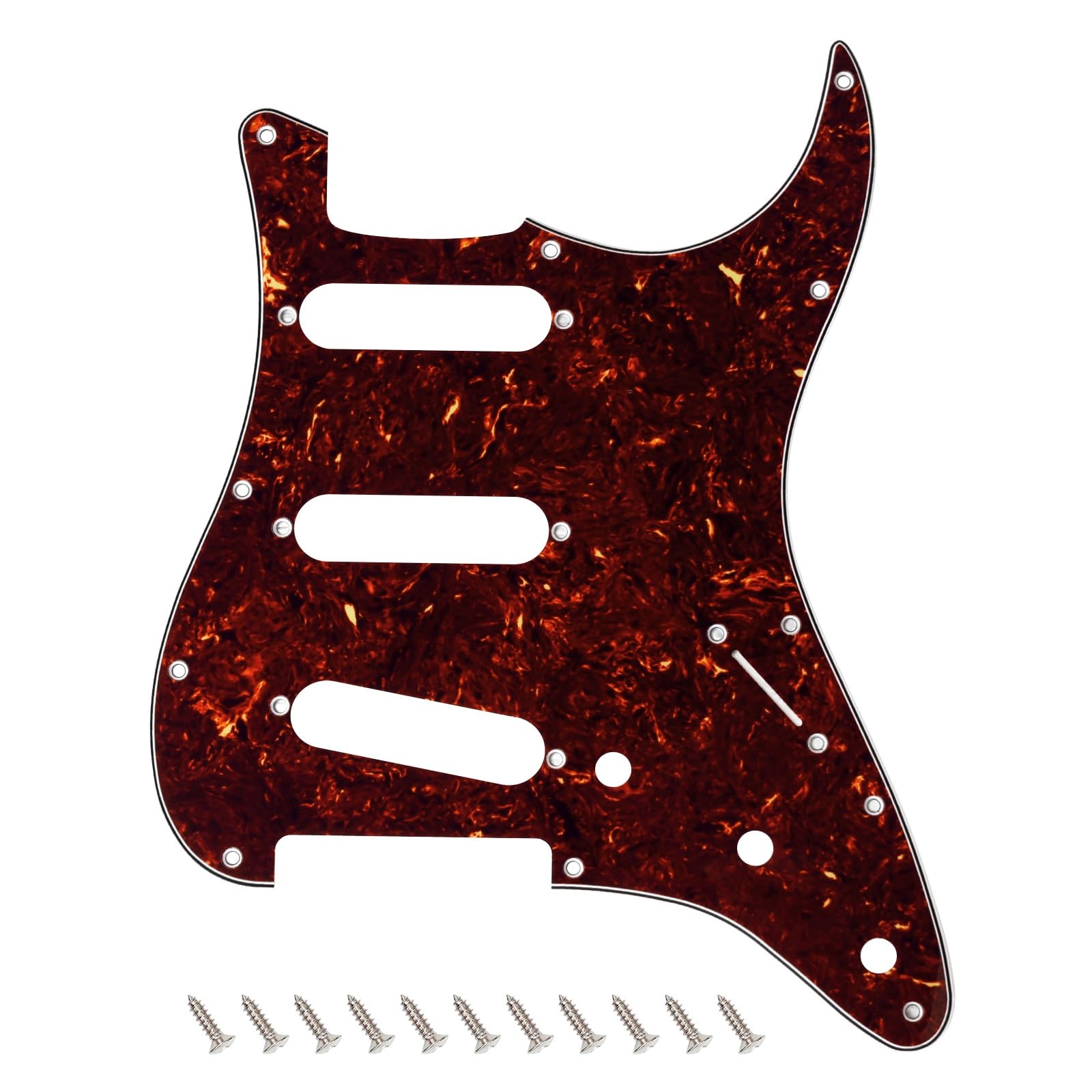Banworks 4 Ply Strat SSS Pickguard 11-Hole Electric Guitar Pickguard Scratch Plate for USA/Mexican Modern Style Standard Stratocaster ST JT/HB-01 Dark Brown Tortoiseshell — image 1