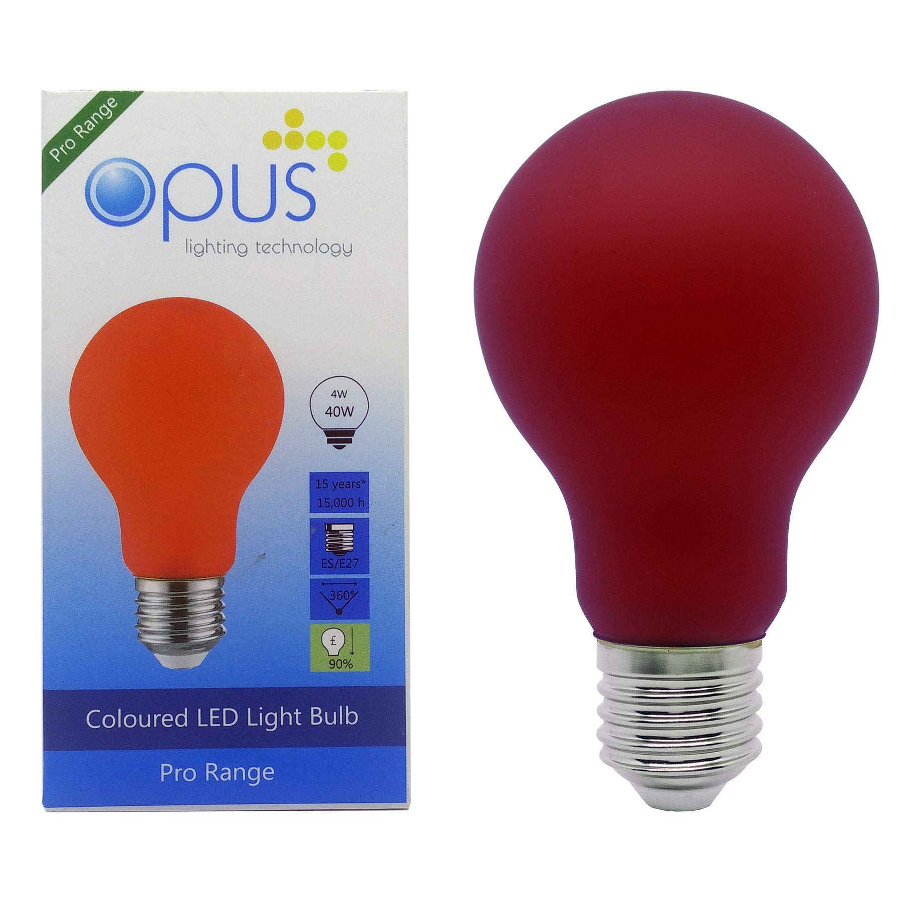 Opus 4 watt GLS LED ES E27 Screw Cap Red Light Bulb