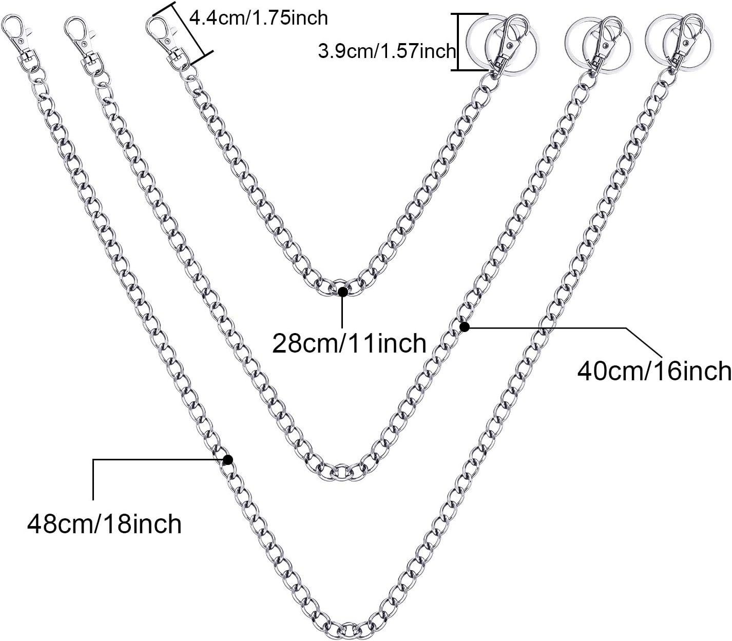 3 Pieces Pants Chain Pocket Chain Belt Metal Jeans Chain Wallet Chain with Lobster Clasps and Keyring for Men Women Keys Wallets - Image 3