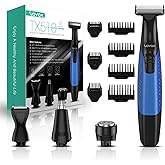 VOYOR Beard Trimmer for Men, Electric Razor, No Pain, Full Body Grooming, Face & Body Hair Trimmer, Adjustable Length Combs, All-in-1 Rechargeable Mens Grooming Kit, Cordless, Wet/Dry, TX510 (Blue)