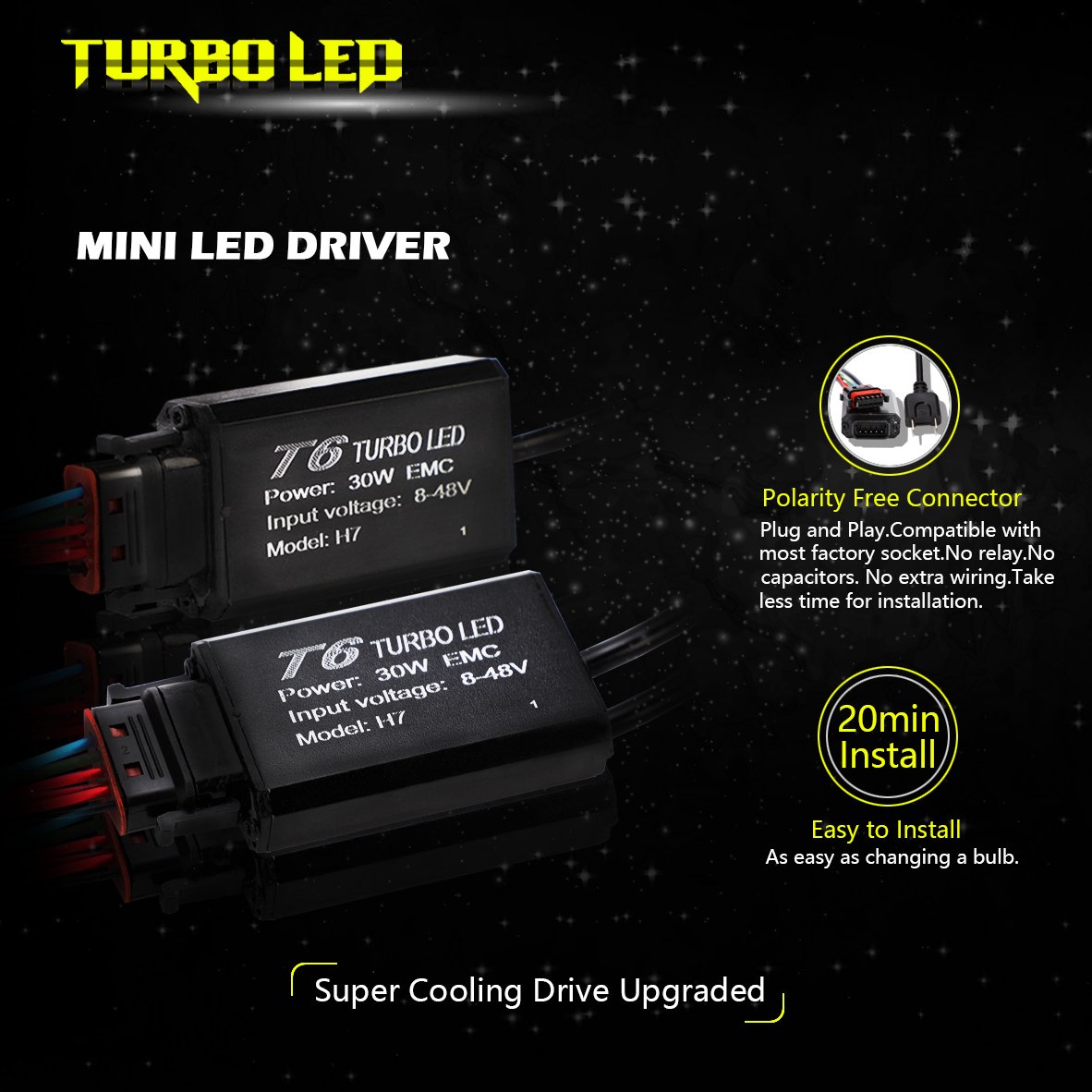 LED Headlight Bulbs Kit H7 -All-In-One Conversion Kit - Csp Chip - 6000Lm 6000K Cool White Waterproof IP67-3 Year Warranty (Pack of 2) [Energy Class A+++] …