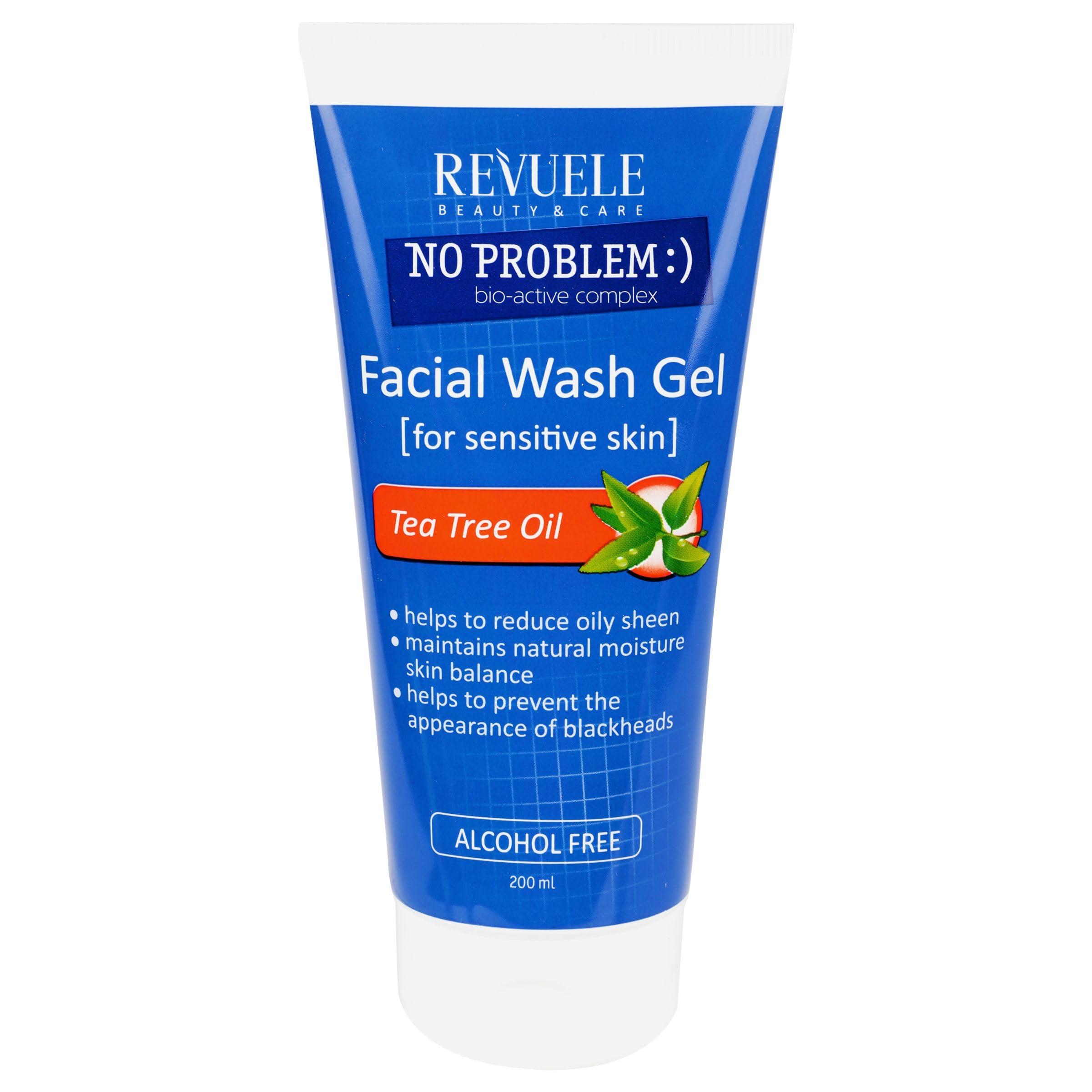 Revuele No Problem Facial Wash Gel for Sensitive Skin, Bio-Active, Tea Tree Oil, Alcohol Free, Cruelty-Free, 200ml