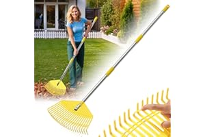 BIRD TWIG Garden Rake for Leaves - Extra Wide 17" Leaf Rake,Lightweight Long Handle for Women Seniors Kids Effortless Clean-Up,23 Non-Clog Flexible Tines for Lawn-Friendly,65” Adjustable Plastic Rakes for Yard