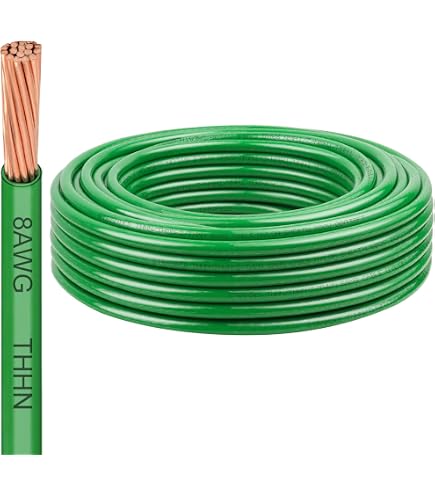 Amazon.com: 銅地面線MTW 8 Gauge AWG 綠色/黃色條紋19 股25 英尺