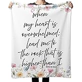 IAFQWDS Floral Christian Throw Blanket, Christian Gifts for Women Faith, Religious Psalm 61:2 Floral Bible Verse Blanket for Home Bedroom Living Room Couch Bed Sofa Decoration, 50x60 Inches