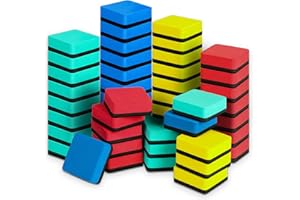 LOCONHA Dry Erase Markers, 48 Pack Magnetic Whiteboard & Chalkboard Cleaners, Small Magnetic Erasers