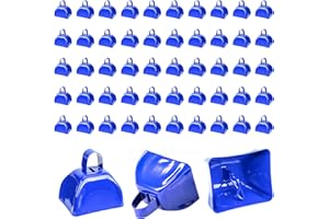 ATSGKE 50-PCS 3" blue Metal Cowbells,Decorate cowbells, small cow bell with handle,hand Percussion cowbell,loud noise maker for sporting events,Football Game,Wedding,Christmas,Party