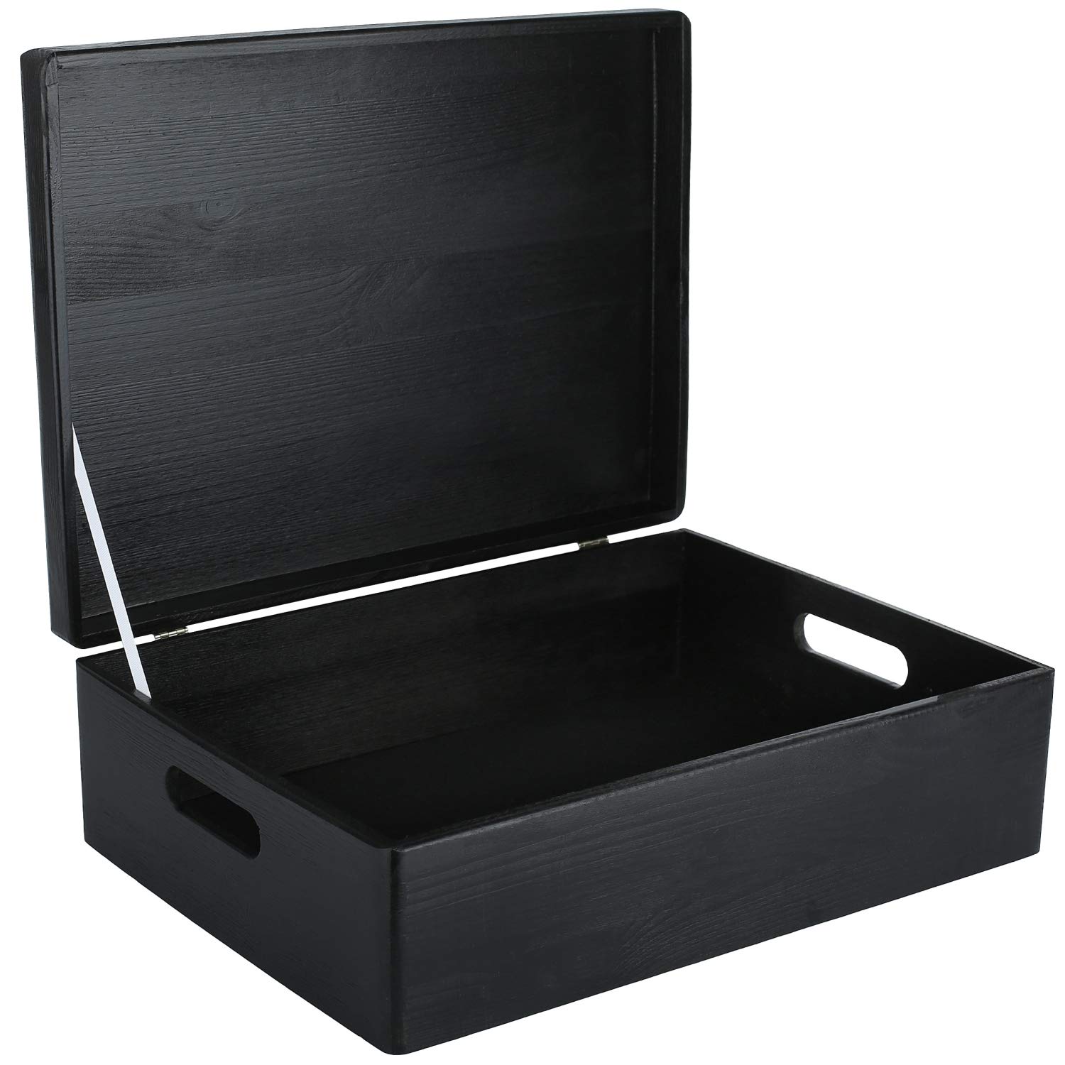 Photo 1 of ***SEE NOTES***Creative Deco XL Black Wooden Box Storage with Hinged Lid | 15.8x11.8x5.5in (+-0.5) | Keepsake with Handles | Gift Box for Tool Dog Toy Kitchen Storage | Wood Chest Trunk