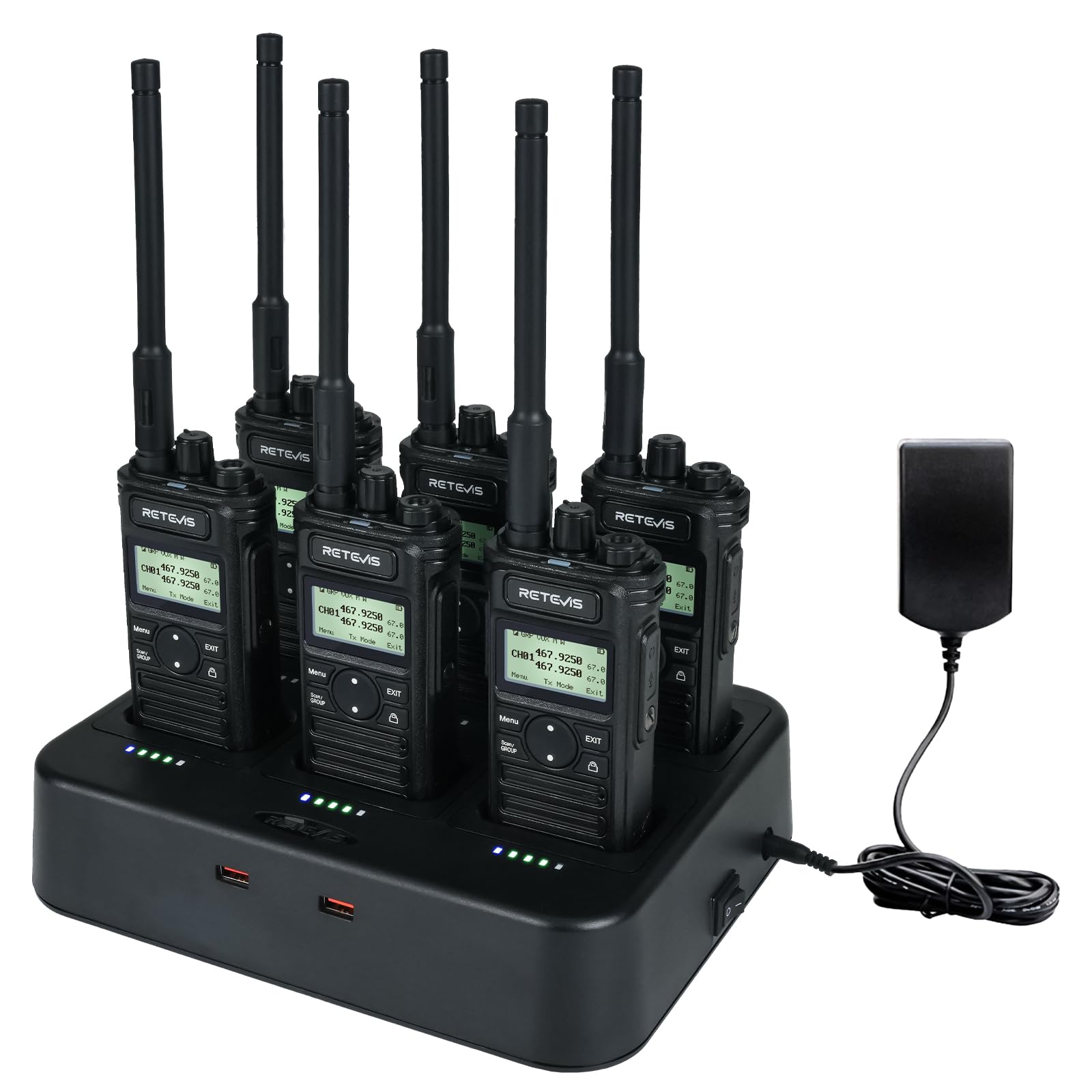 Photo 1 of Retevis RT86S Heavy Duty 2 Way Radio Long Range, High Power Walkie Talkies, NOAA, Group Call, Emergency Alarm, 2600mAh,6 Way Charger, Waterproof Radio for Commercial, Industrial, School(6 Pack)