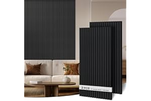 AKK-ART 2-Pack Wood Slat Wall Panel 47.2"x23.6"(15.5 sq ft)|Soundproof & Acoustic Wall Panels for Interior Decor & Ceiling|Wood Paneling Sheets for Home Theater & Living Room Mirage Black#22