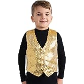 Dress Up America Sequin Vest for Kids - Gold Shiny Dance Vest for Boys - Party Costume for Girls and Boys