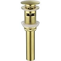 BESTILL Bathroom Vessel Sink Drain Stopper, Push Pop Up Drain With Overflow, Brushed Gold